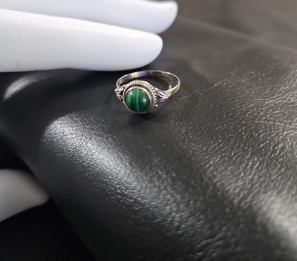 Malachite Stone Silver 925 Ring - Picture 5 of 11